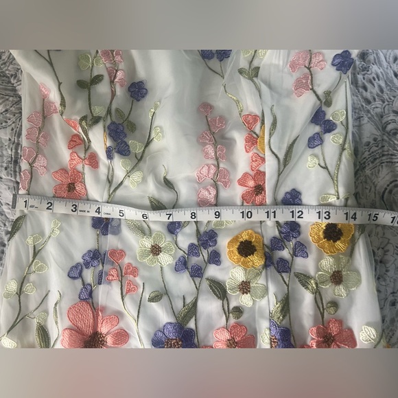 Lulu's Unique Impression Ivory 3D Floral Embroidered Halter Midi Dress - Picture 10 of 11